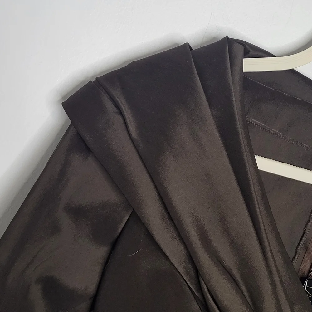 Tadashi Shoji Mother Of The Bride Taffeta Top ONLY Size 4 Espresso Brown Jewel - Picture 8 of 16